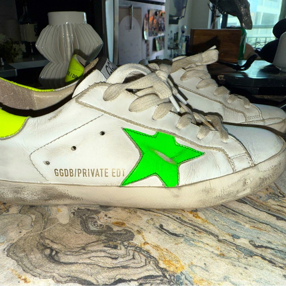 Golden Goose Ballstar | White and Green Sneakers